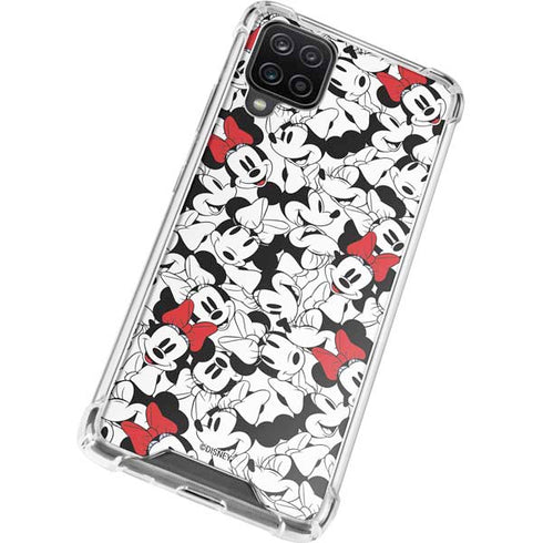 Disney Minnie Mouse Red Color Pop Face Pattern Galaxy A12 Clear Case