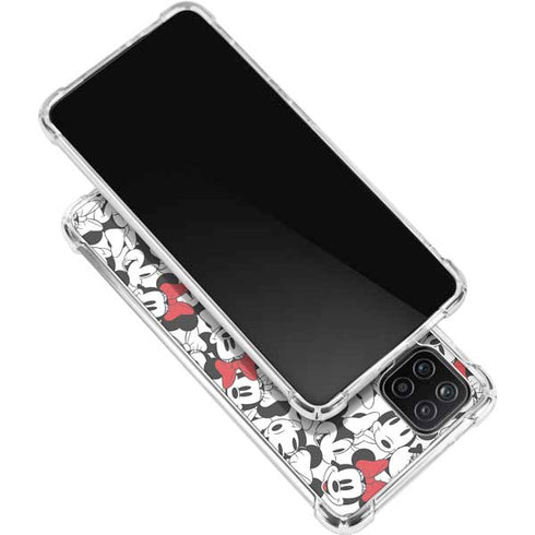 Disney Minnie Mouse Red Color Pop Face Pattern Galaxy A12 Clear Case