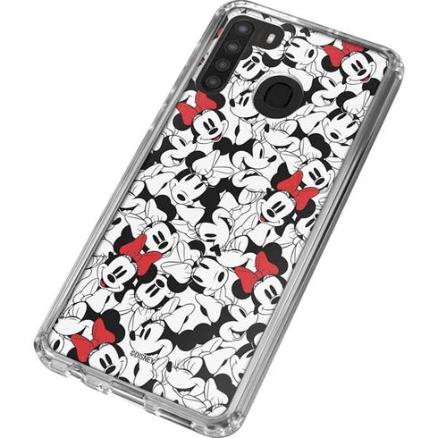 Disney Minnie Mouse Red Color Pop Face Pattern Galaxy A21 Clear Case