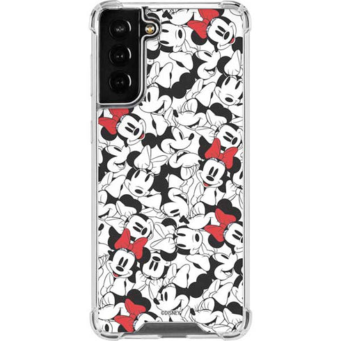 Disney Minnie Mouse Red Color Pop Face Pattern Galaxy S21 FE Clear Case