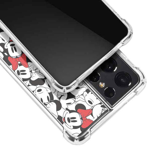 Disney Minnie Mouse Red Color Pop Face Pattern Galaxy S21 Ultra 5G Clear Case