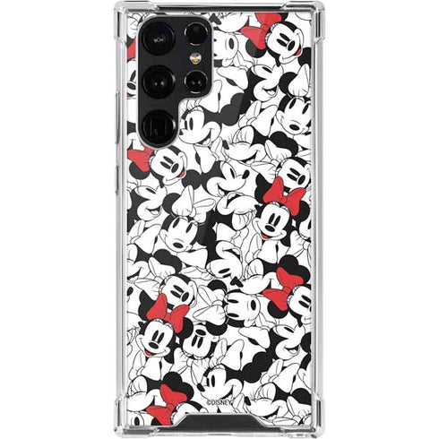 Disney Minnie Mouse Red Color Pop Face Pattern Galaxy S22 Ultra Clear Case