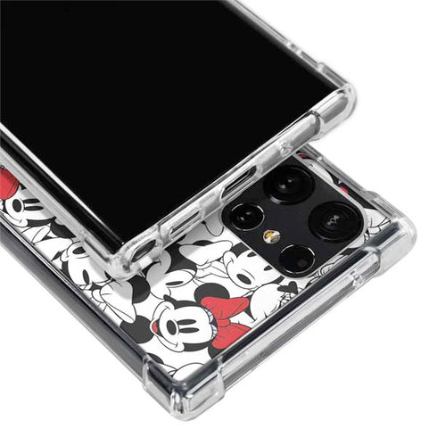 Disney Minnie Mouse Red Color Pop Face Pattern Galaxy S22 Ultra Clear Case
