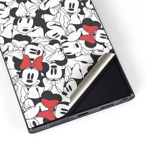 Disney Minnie Mouse Red Color Pop Face Pattern Galaxy S22 Ultra Skin