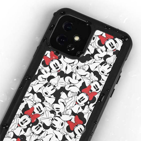 Disney Minnie Mouse Red Color Pop Face Pattern iPhone 12 Mini Waterproof Case