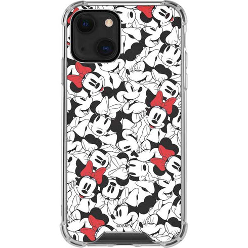 Disney Minnie Mouse Red Color Pop Face Pattern iPhone 13 Mini Clear Case