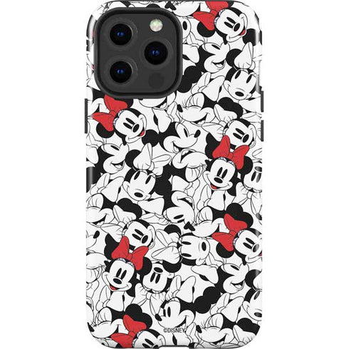 Disney Minnie Mouse Red Color Pop Face Pattern iPhone 13 Pro Max Impact Case