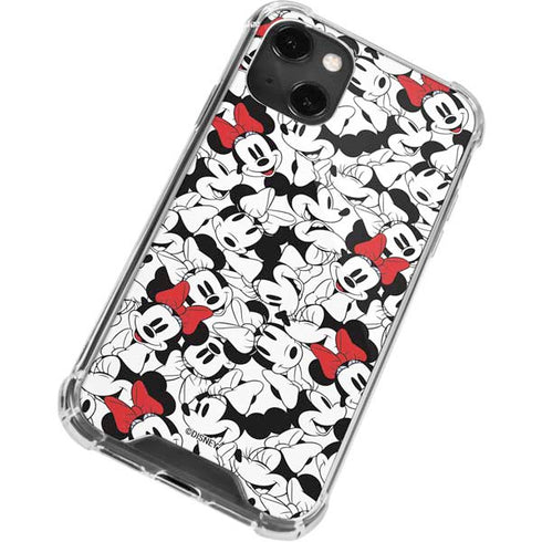 Disney Minnie Mouse Red Color Pop Face Pattern iPhone 14 Plus Clear Case