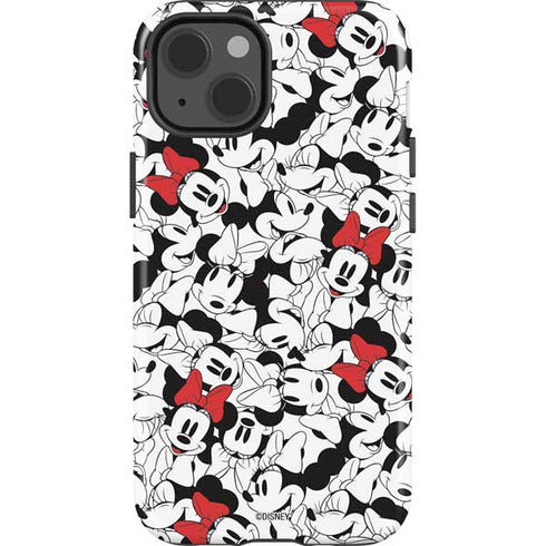 Disney Minnie Mouse Red Color Pop Face Pattern iPhone 15 Impact Case