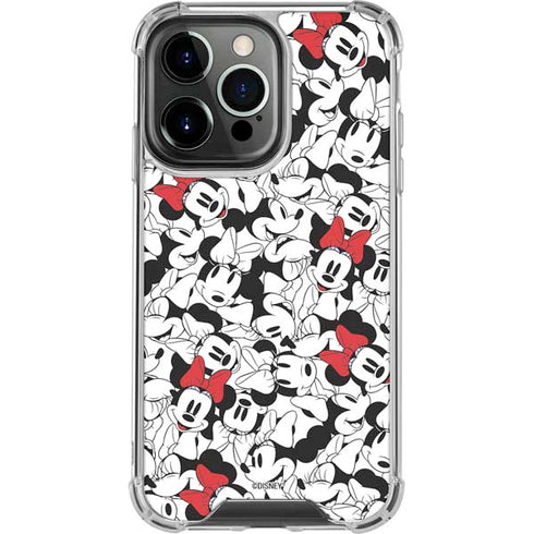 Disney Minnie Mouse Red Color Pop Face Pattern iPhone 15 Pro Clear Case
