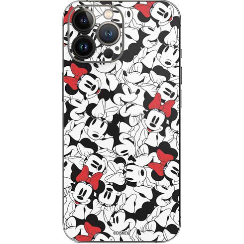 Disney Minnie Mouse Red Color Pop Face Pattern iPhone 14 Pro Max Skin