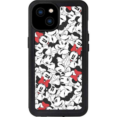 Disney Minnie Mouse Red Color Pop Face Pattern iPhone 15 Plus Waterproof Case