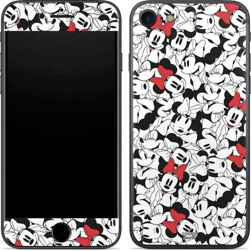 Disney Minnie Mouse Red Color Pop Face Pattern iPhone SE (2nd & 3rd Gen) Skin