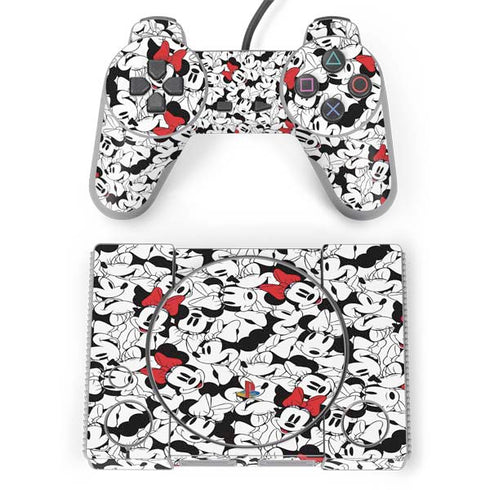Disney Minnie Mouse Red Color Pop Face Pattern PlayStation Classic Bundle Skin