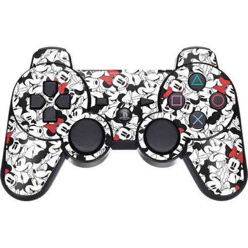 Disney Minnie Mouse Red Color Pop Face Pattern PS3 Dual Shock wireless controller Skin