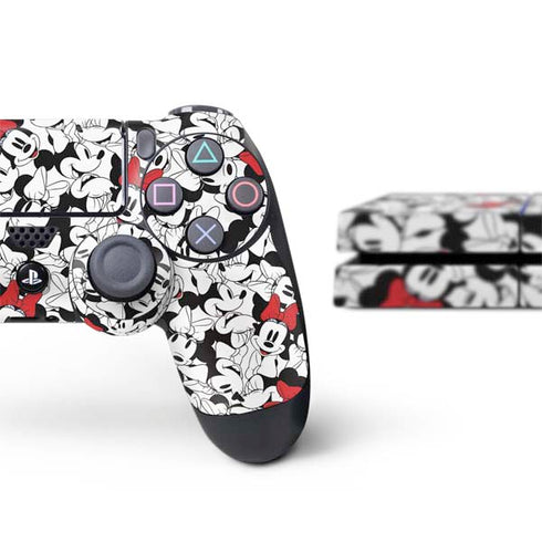 Disney Minnie Mouse Red Color Pop Face Pattern PS4 Console and Controller Bundle Skin
