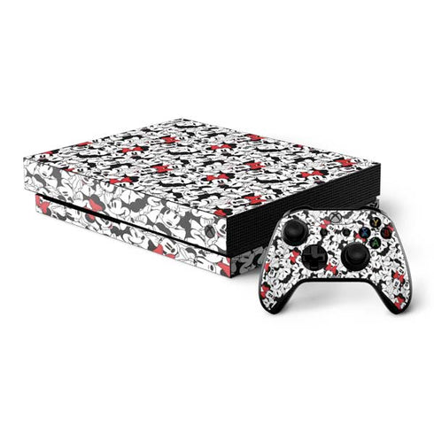 Disney Minnie Mouse Red Color Pop Face Pattern Xbox One X Bundle Skin