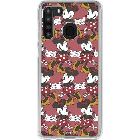 Disney Minnie Mouse Dancing Pattern Galaxy A21 Clear Case