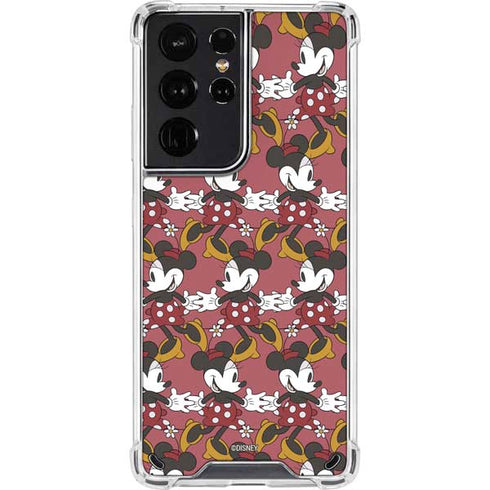 Disney Minnie Mouse Dancing Pattern Galaxy S21 Ultra 5G Clear Case