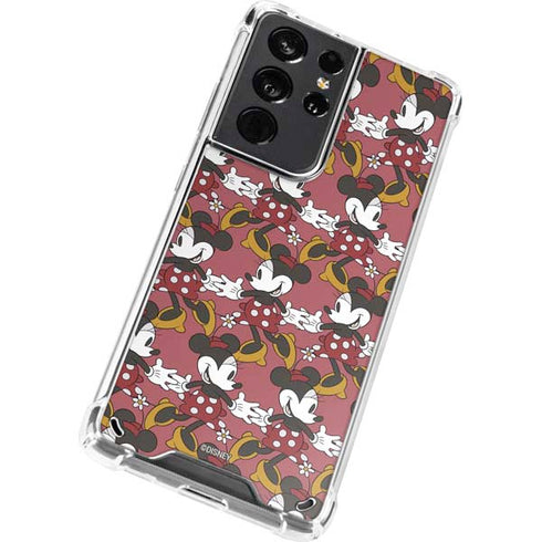 Disney Minnie Mouse Dancing Pattern Galaxy S21 Ultra 5G Clear Case