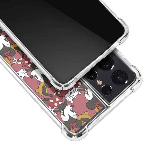 Disney Minnie Mouse Dancing Pattern Galaxy S21 Ultra 5G Clear Case