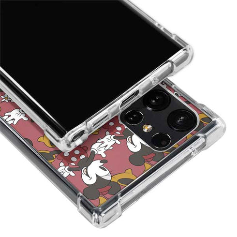 Disney Minnie Mouse Dancing Pattern Galaxy S22 Ultra Clear Case