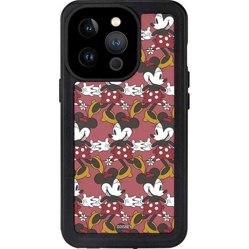 Disney Minnie Mouse Dancing Pattern iPhone 14 Pro Waterproof Case