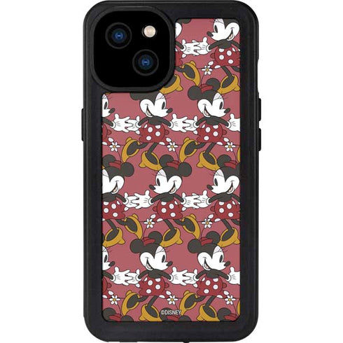 Disney Minnie Mouse Dancing Pattern iPhone 15 Plus Waterproof Case