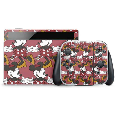 Disney Minnie Mouse Dancing Pattern Nintendo Switch OLED (2021) Skin