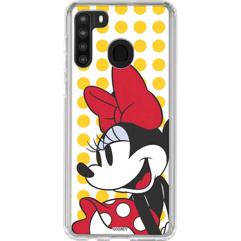 Disney Minnie Mouse Profile Yellow Dots Galaxy A21 Clear Case