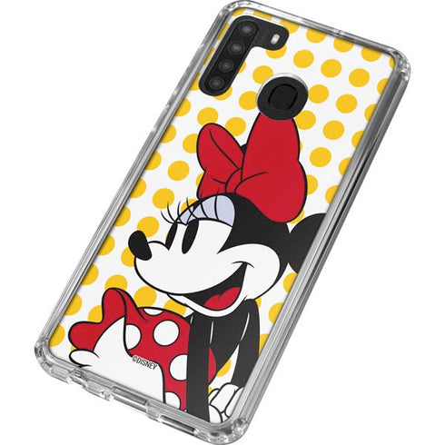 Disney Minnie Mouse Profile Yellow Dots Galaxy A21 Clear Case