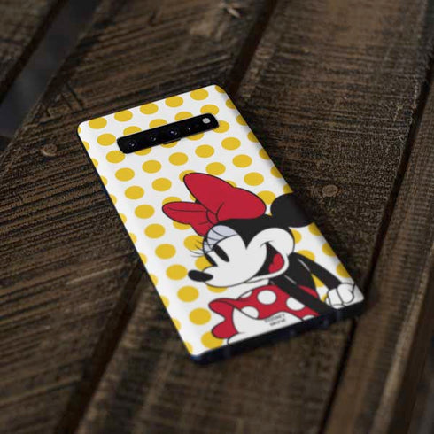 Disney Minnie Mouse Profile Yellow Dots Galaxy S10 Skin