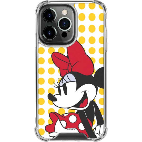 Disney Minnie Mouse Profile Yellow Dots iPhone 14 Pro Clear Case