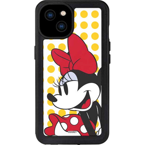 Disney Minnie Mouse Profile Yellow Dots iPhone 15 Plus Waterproof Case