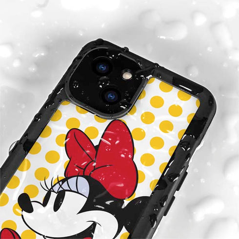 Disney Minnie Mouse Profile Yellow Dots iPhone 15 Waterproof Case