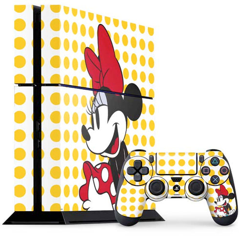 Disney Minnie Mouse Profile Yellow Dots PS4 Console and Controller Bundle Skin