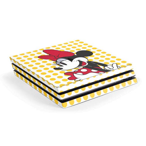 Disney Minnie Mouse Profile Yellow Dots PS4 Pro Console Skin