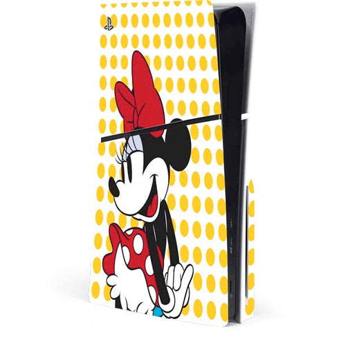Disney Minnie Mouse Profile Yellow Dots PS5 Slim Disk Console Skin