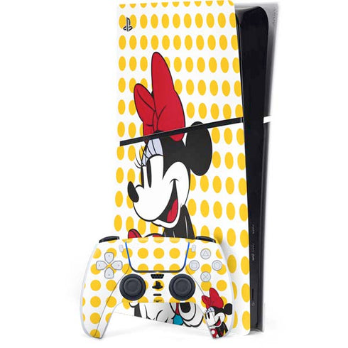 Disney Minnie Mouse Profile Yellow Dots PS5 Slim Digital Edition Console Skin