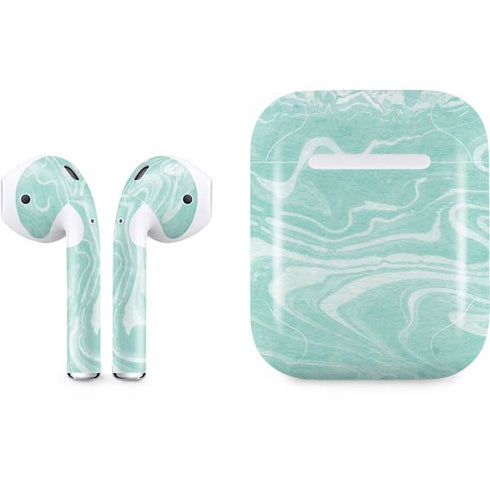 Mint Marbling Apple AirPods Skin