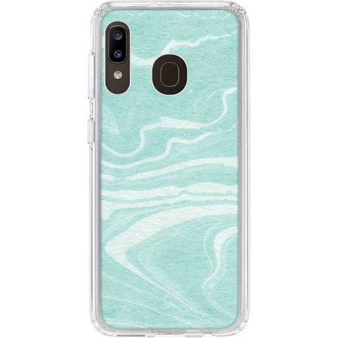 Mint Marbling Galaxy A20 Clear Case