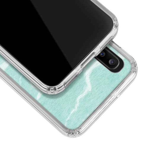 Mint Marbling Galaxy A20 Clear Case