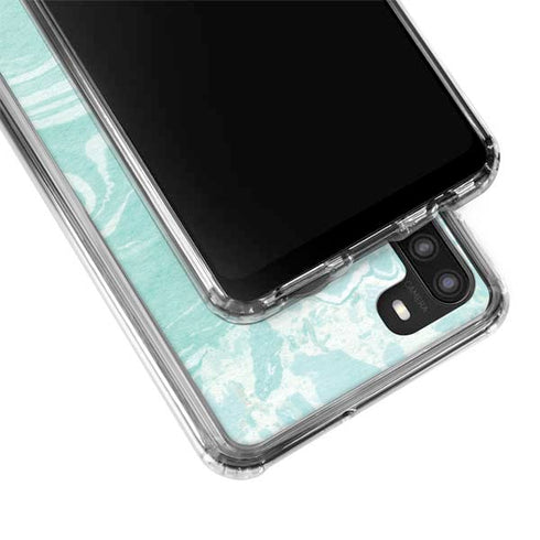 Mint Marbling Galaxy A21 Clear Case