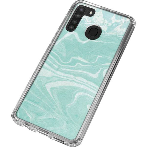 Mint Marbling Galaxy A21 Clear Case