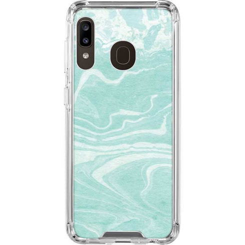 Mint Marbling Galaxy A30 Clear Case