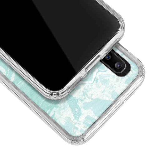 Mint Marbling Galaxy A30 Clear Case