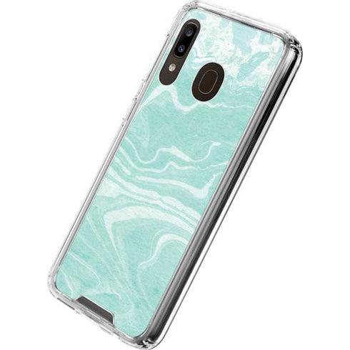 Mint Marbling Galaxy A30 Clear Case