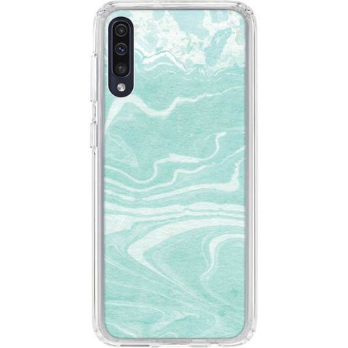 Mint Marbling Galaxy A50 Clear Case