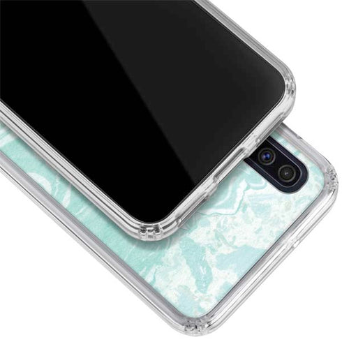 Mint Marbling Galaxy A50 Clear Case