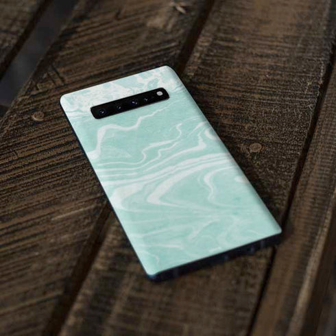 Mint Marbling Galaxy S10 Skin